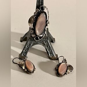Unique Vintage Navajo Mother of Pearl Sterling Silver Set